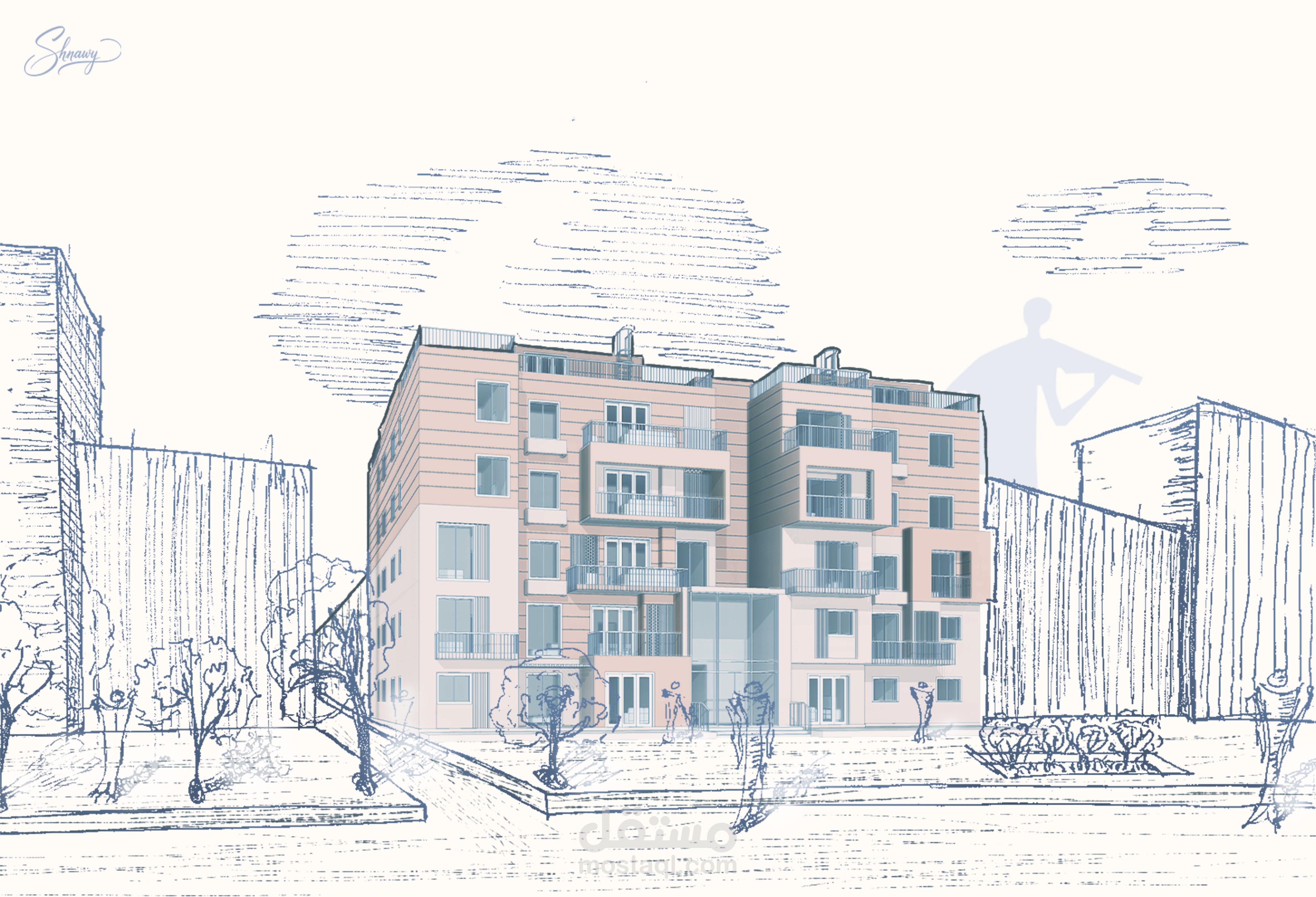 تصميم معماري لمبنى سكني