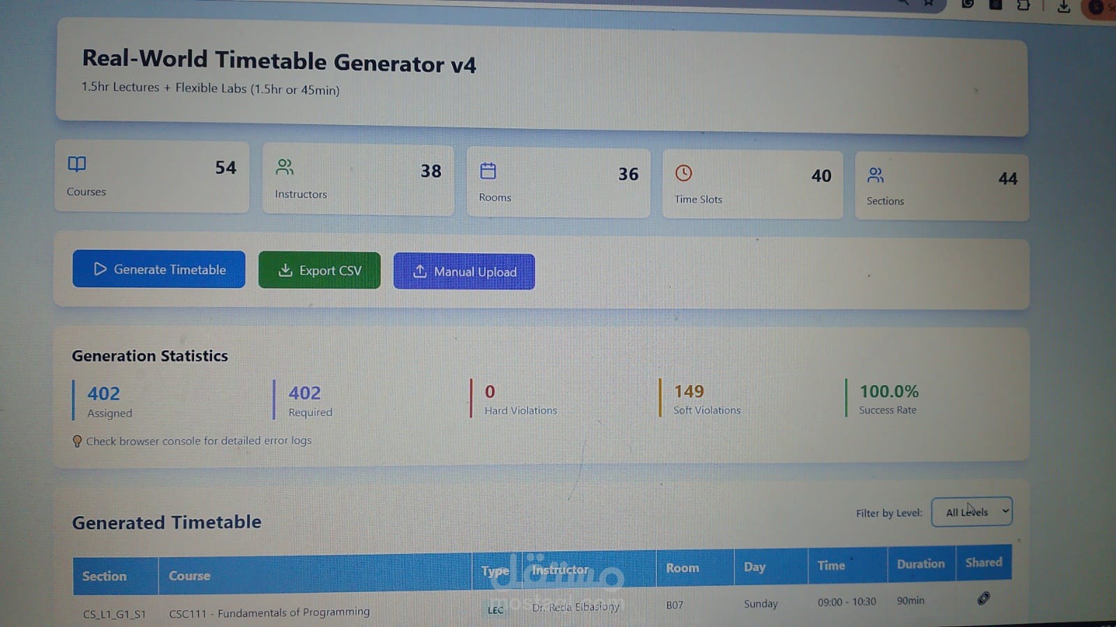 Automated Timetable Generation as a Constraint Satisfaction Problem (CSP)
