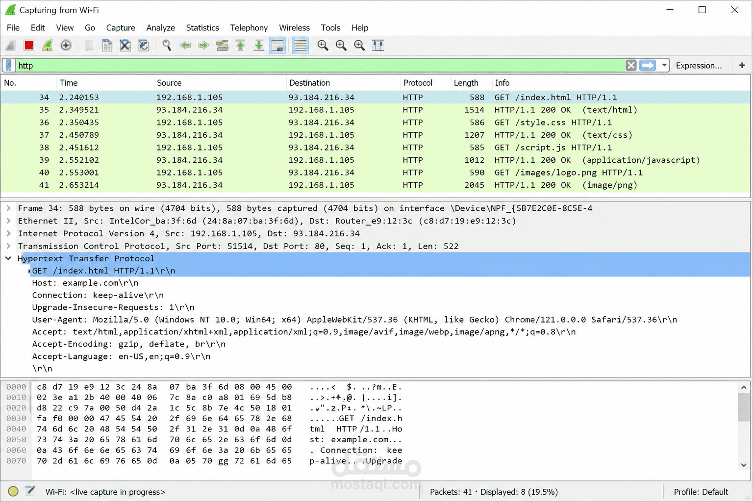 Network Traffic Analysis باستخدام Wireshark