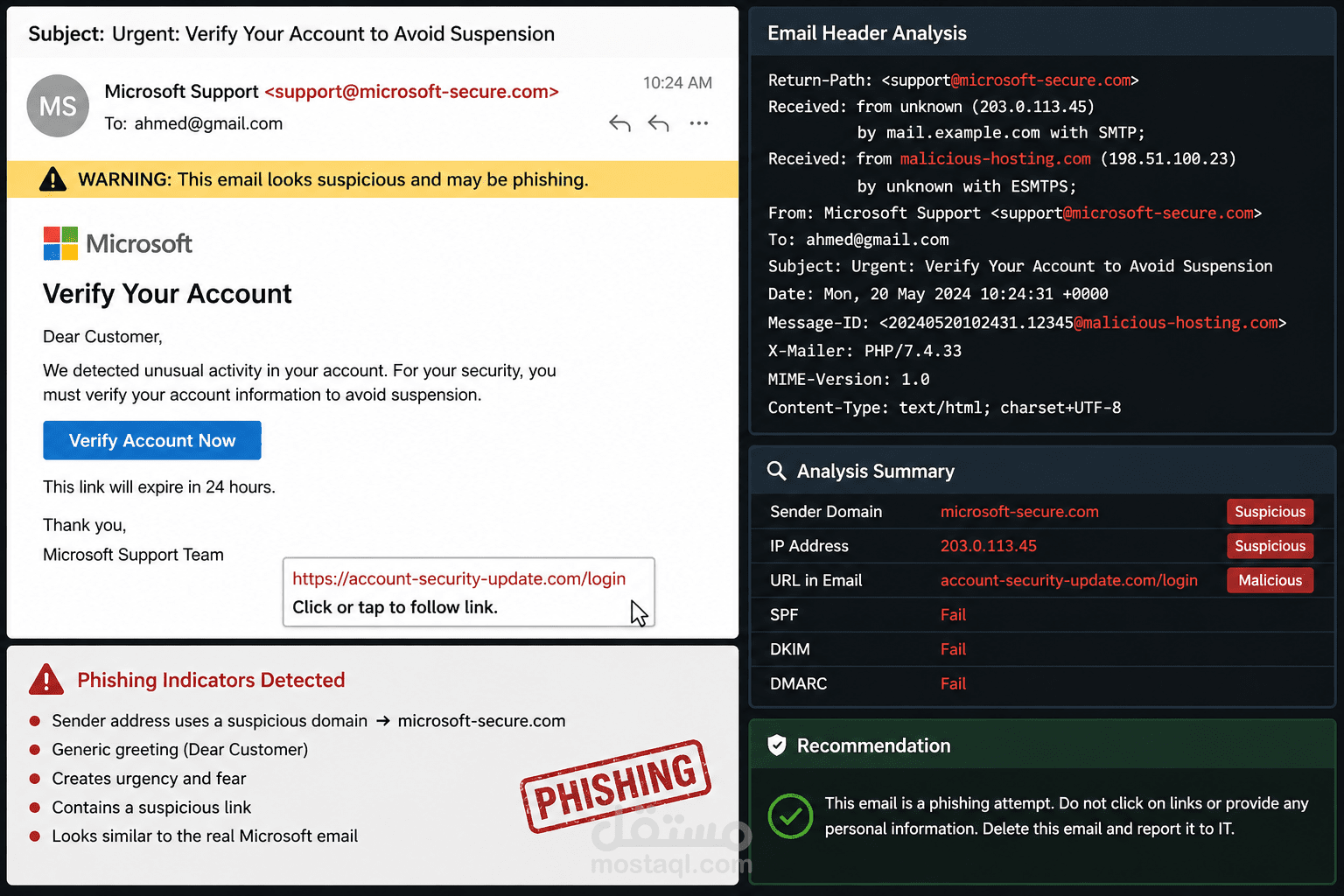 Phishing Email Analysis – Cybersecurity Investigation