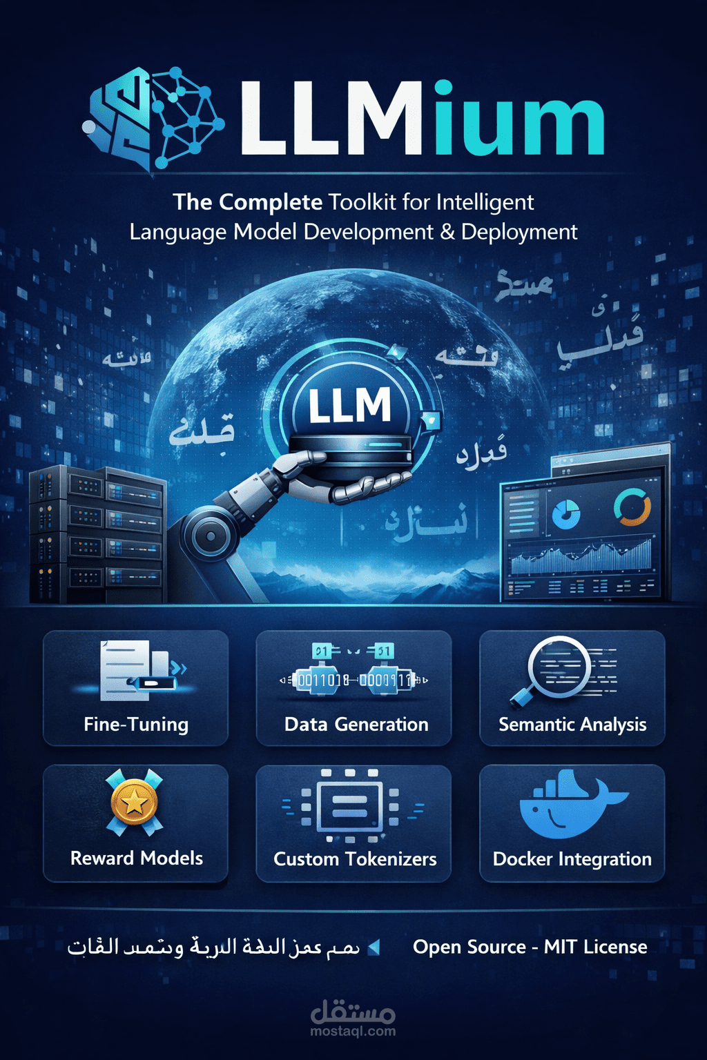 LLMium هو أداة متكاملة مفتوحة المصدر لبناء وتطوير ونشر نماذج اللغة الطبيعية (LLMs)