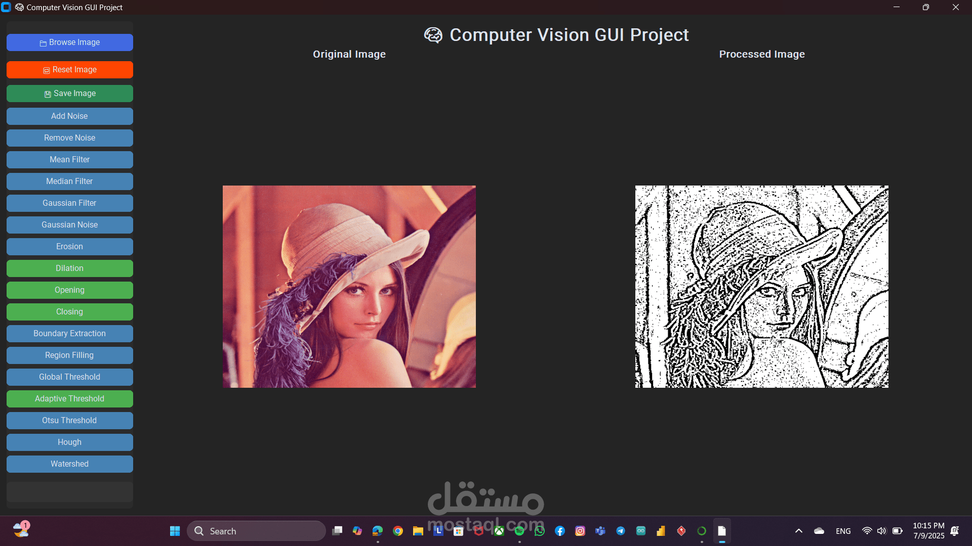 مشروع معالجة الصور باستخدام رؤية الحاسوب وواجهة المستخدم الرسومية (GUI) بلغة Python