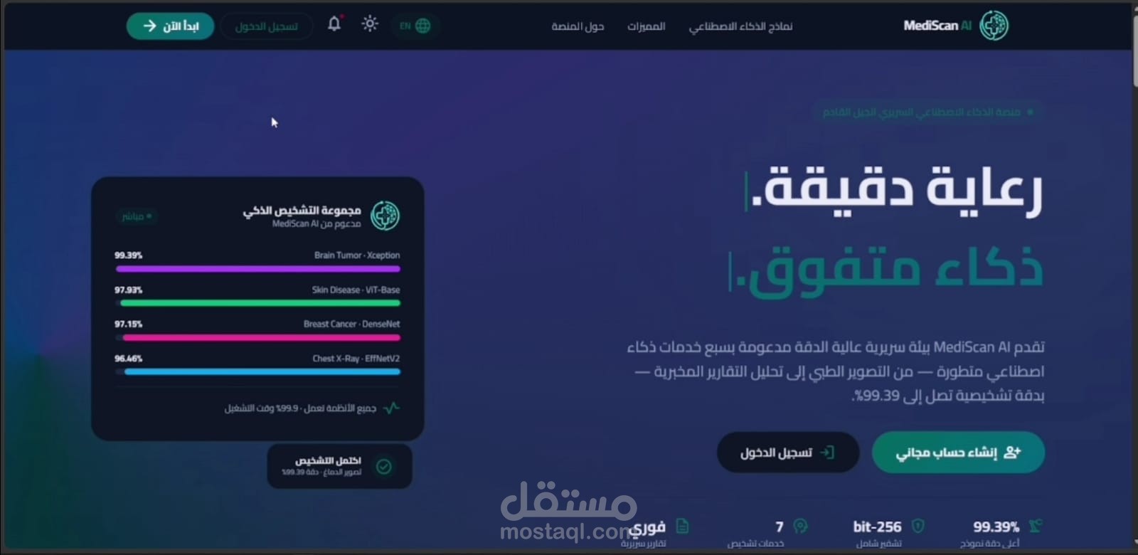 MediScan AI — منصة تشخيص طبي موحدة بالذكاء الاصطناعي (4 أمراض + شات بوت RAG+ تاريخ مرضي + تحليل صور المعامل)