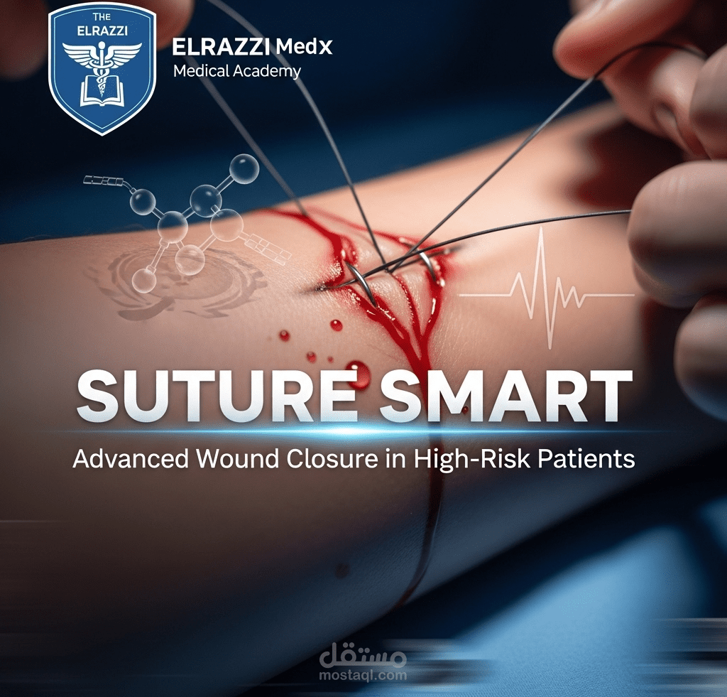 إعلان إلكتروني (بانر/بوستر رقمي) لأكاديمية طبية اسمها "الرازي ميديكس