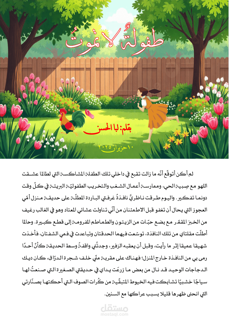 مقالة من تأليفي، بعنوان «طفولة لا تموت»