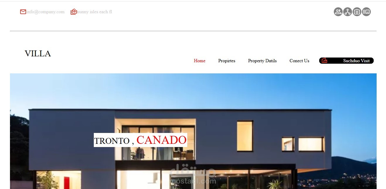 تصميم واجهة موقع تعريفي لفيلا باستخدام HTML وCSS