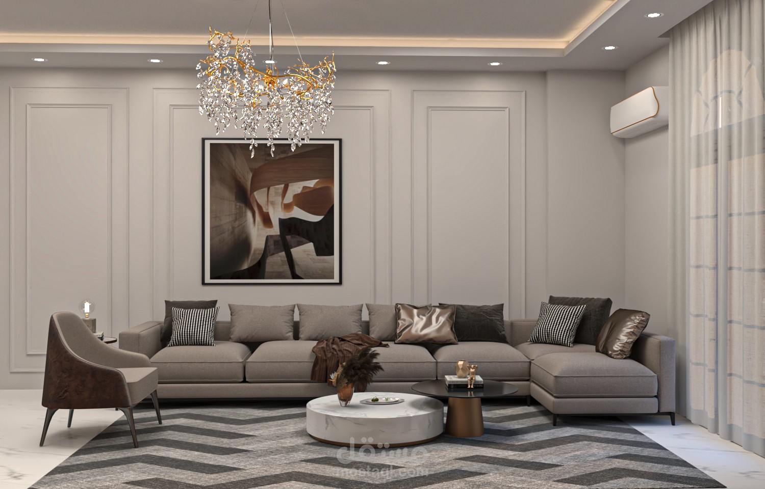 غرفه استقبال ومعيشه