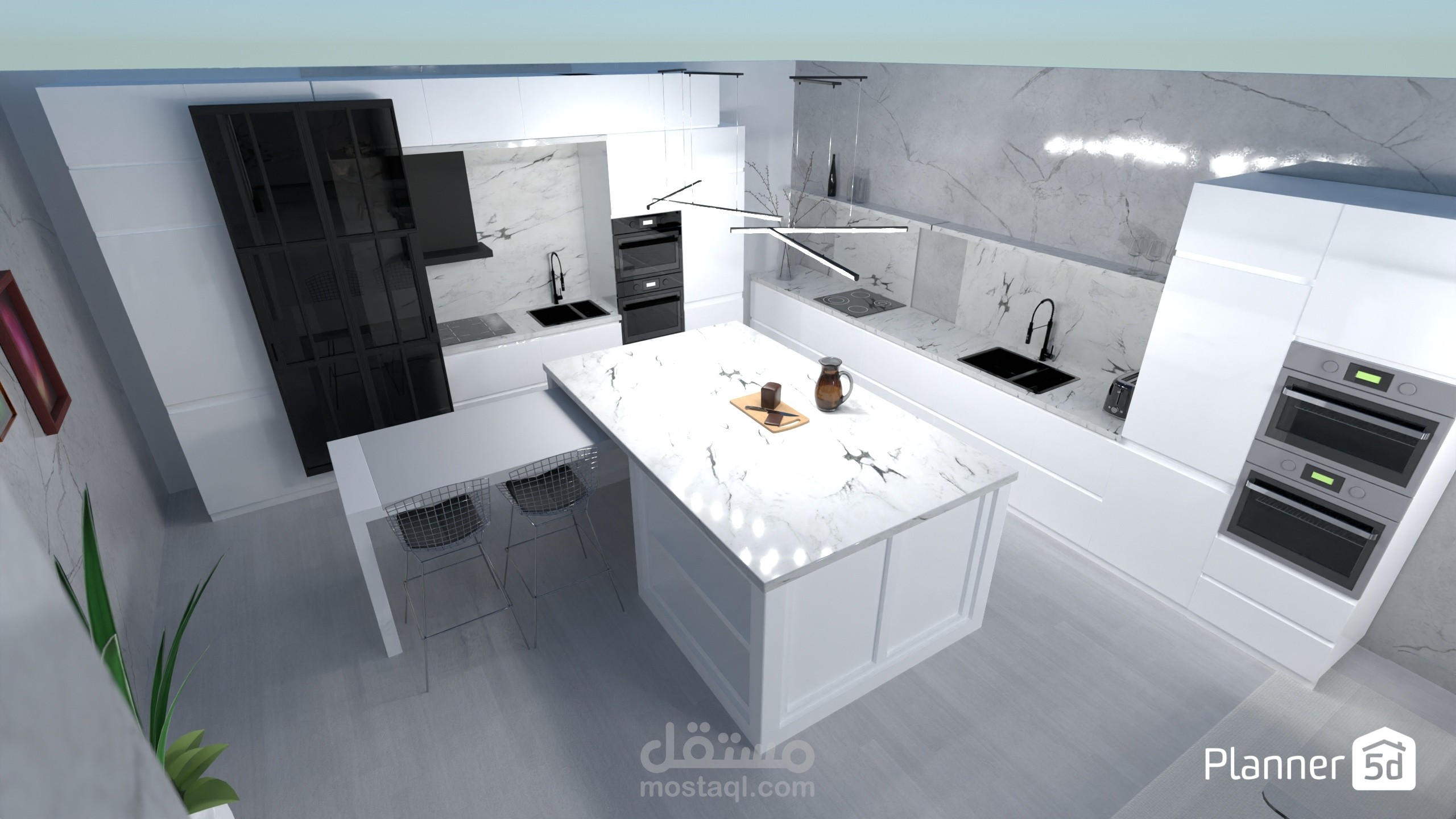 kitchen بتقنيه عاليه بتصميم Render واقعي