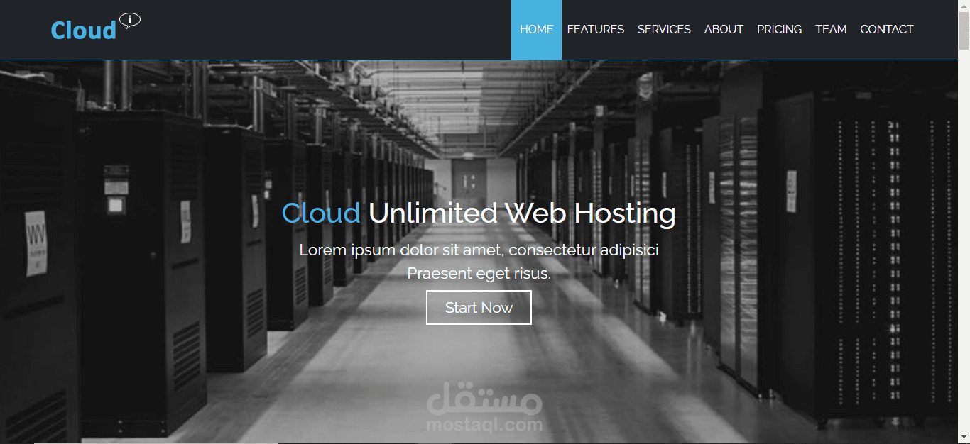 صفحة هبوط لموقع استضافة (landing page)