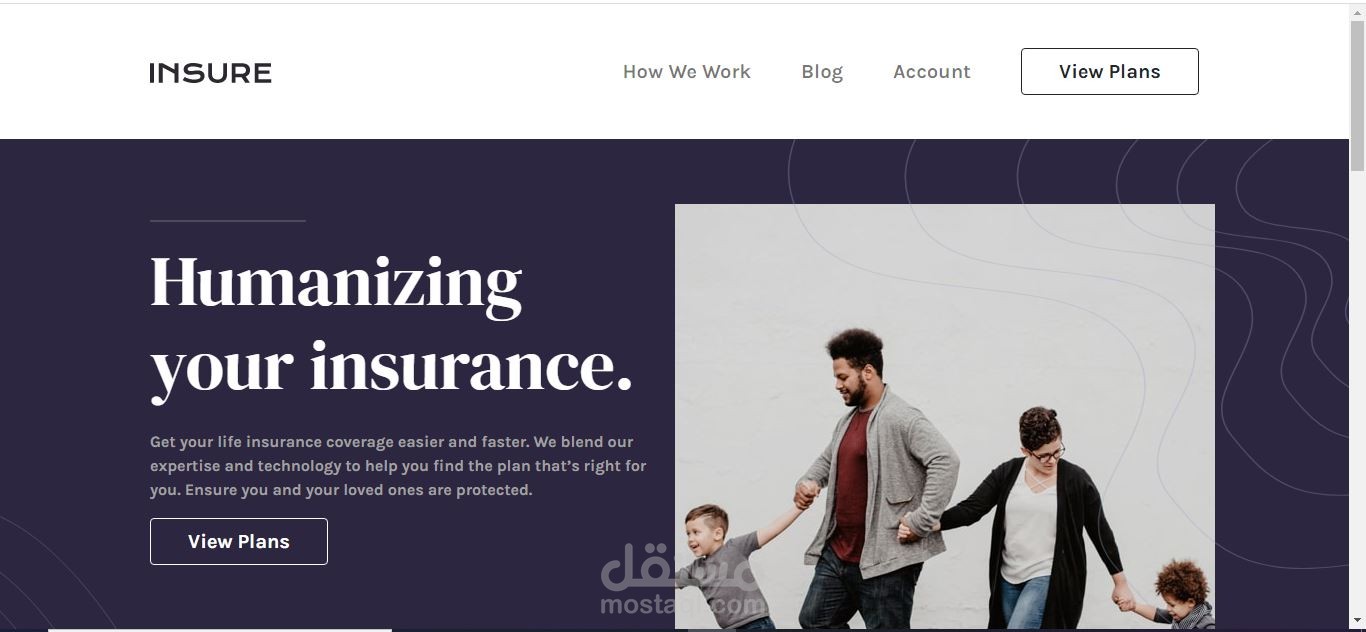 landing page / صفحة هبوط لموقع تأمين