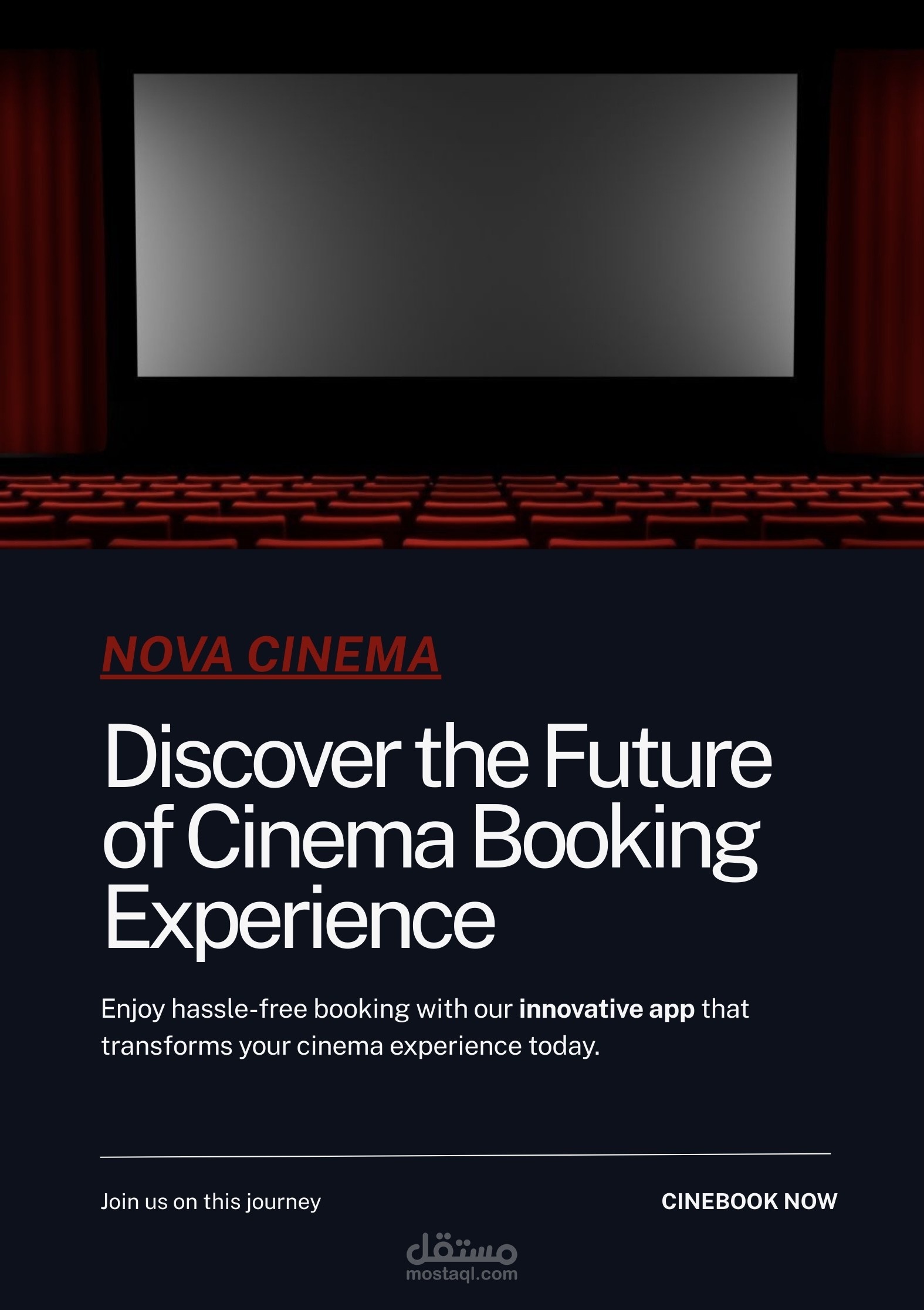 تصميم واجهات تطبيق لحجز دور سينما - Nova Cinema