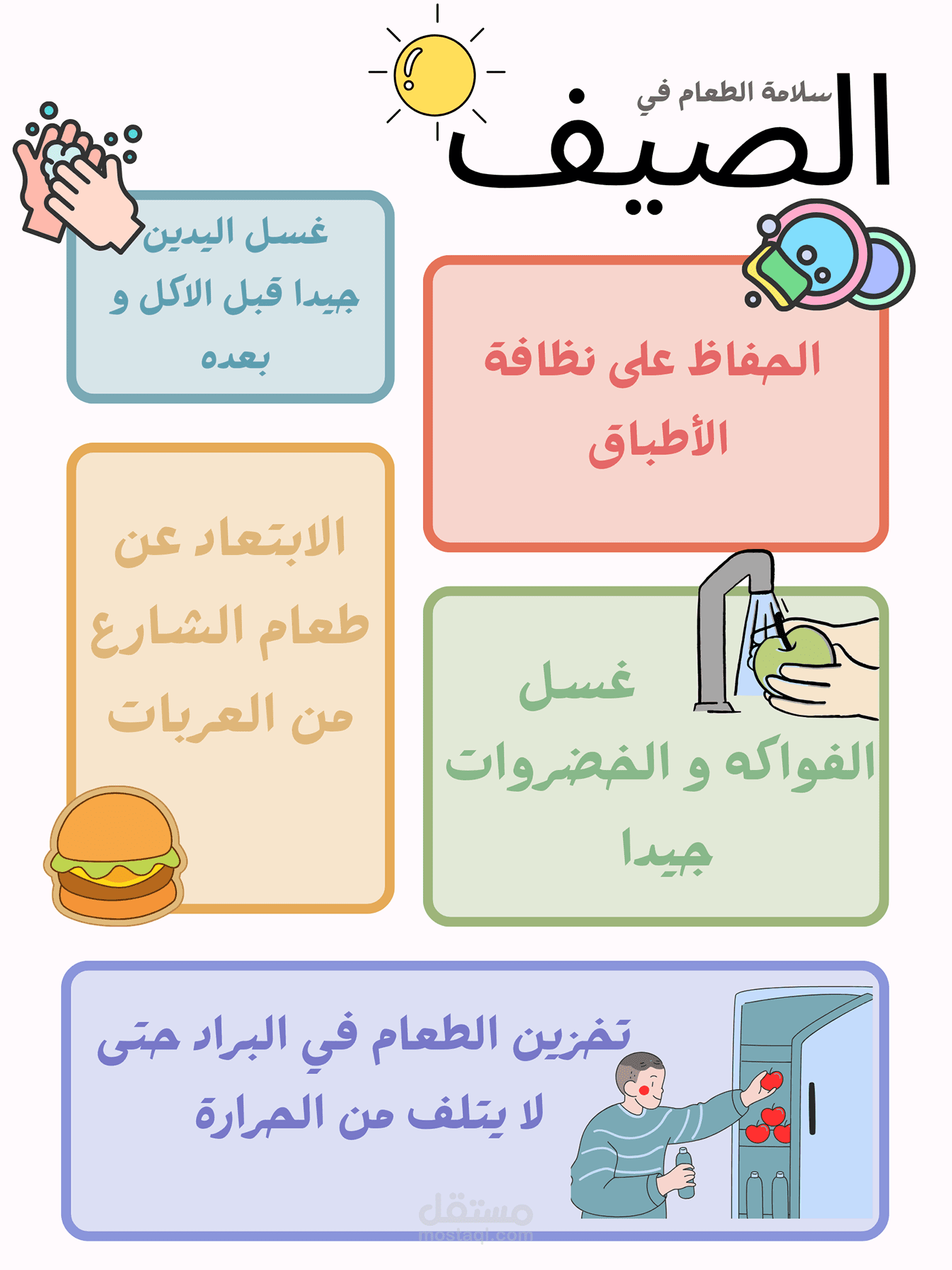 تصميم بوستر توعية عن سلامة الطعام في فصل الصيف