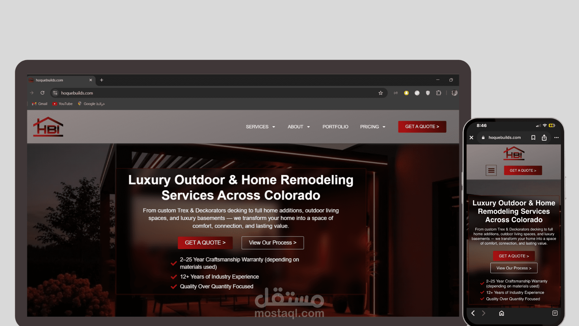 تصميم وتطوير موقع شركة مقاولات أمريكيه احترافي باستخدام ووردبريس – تطوير مخصص بالكامل (Full Custom)