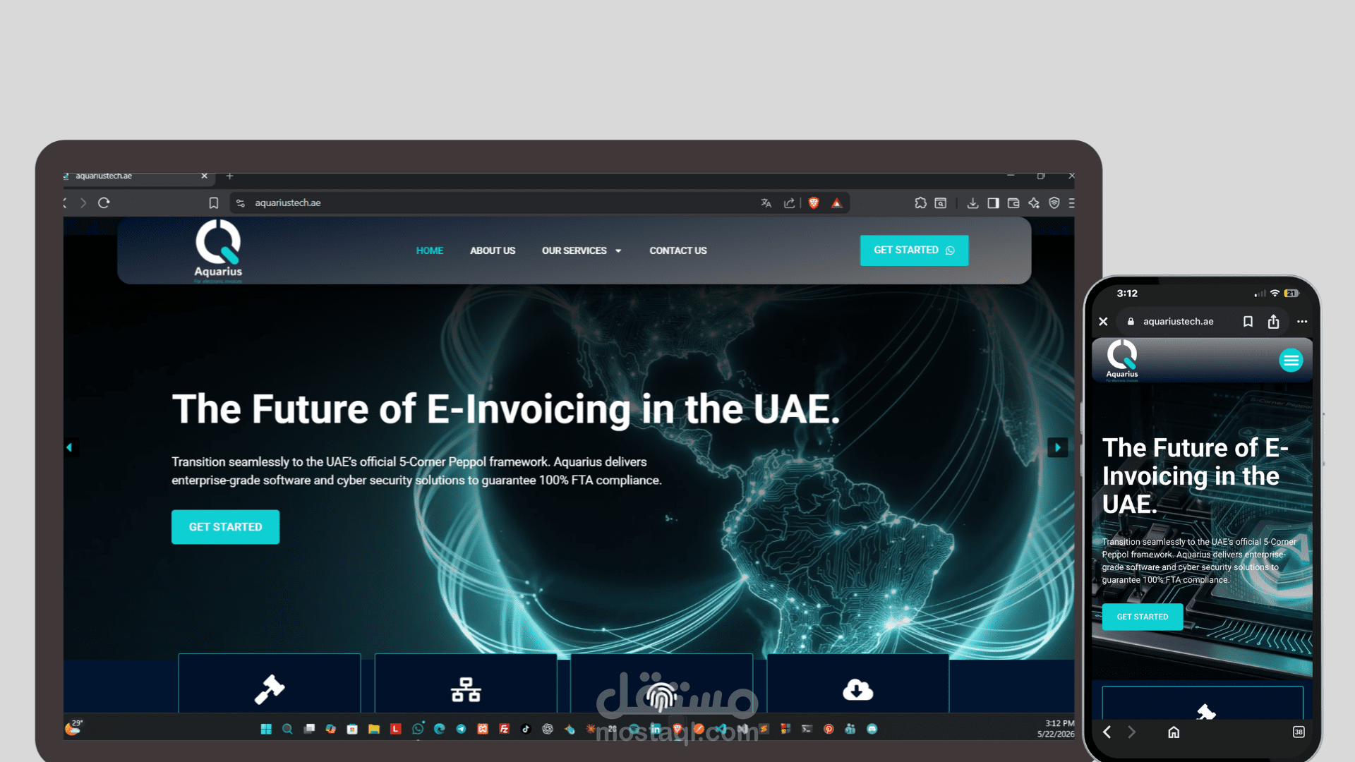 تطوير موقع منصة حلول الفوترة الإلكترونية والأمن السيبراني بالإمارات – تطوير مخصص بالكامل (Full Custom)