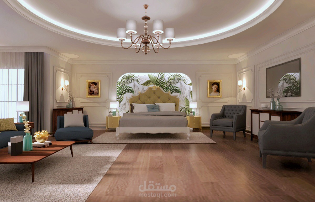 تصميم 3d لغرفة نوم new classic