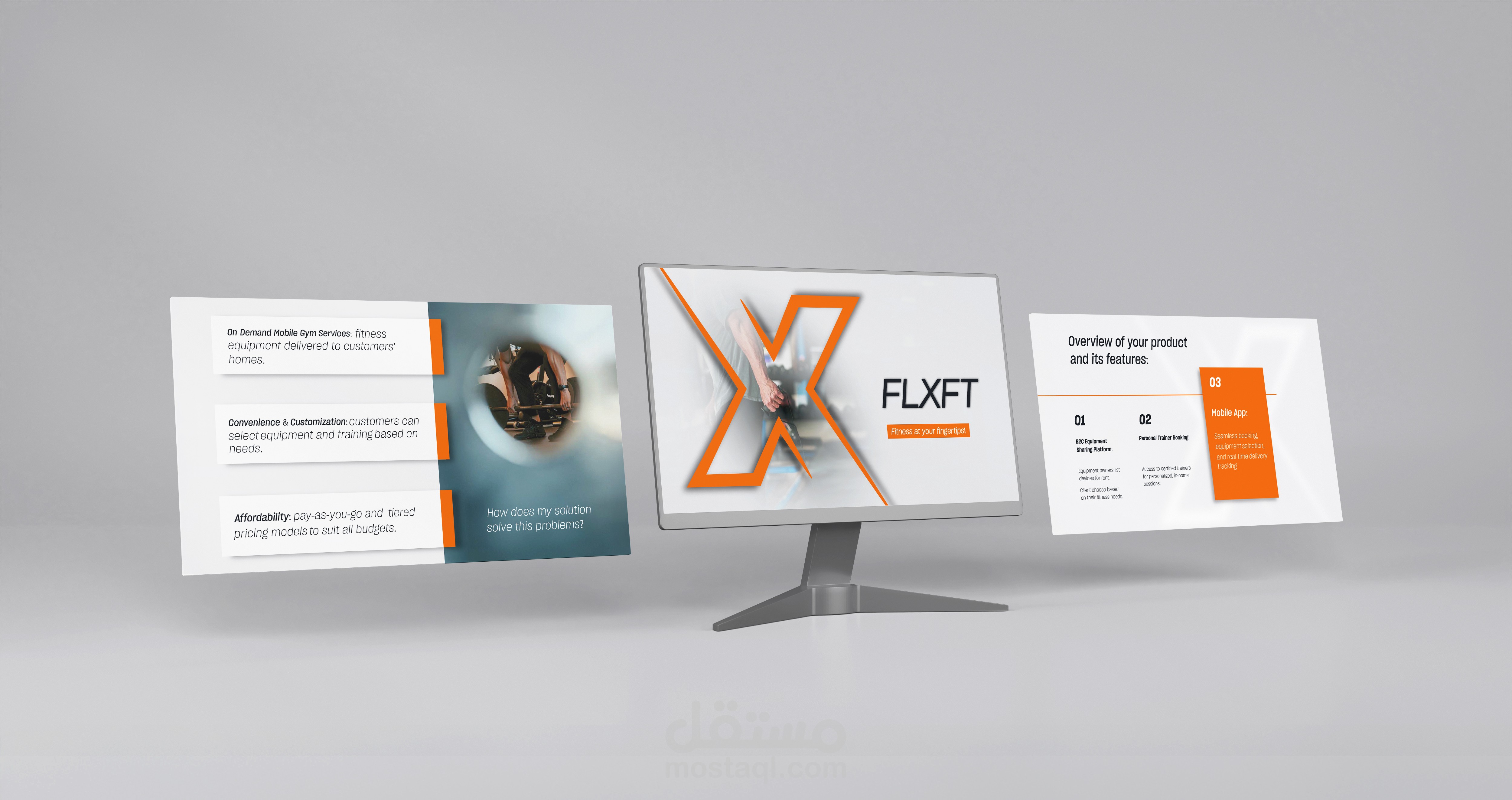 تصميم عرض تقديمي لمستثمرين خاص بتطبيق رياضي، الرياض