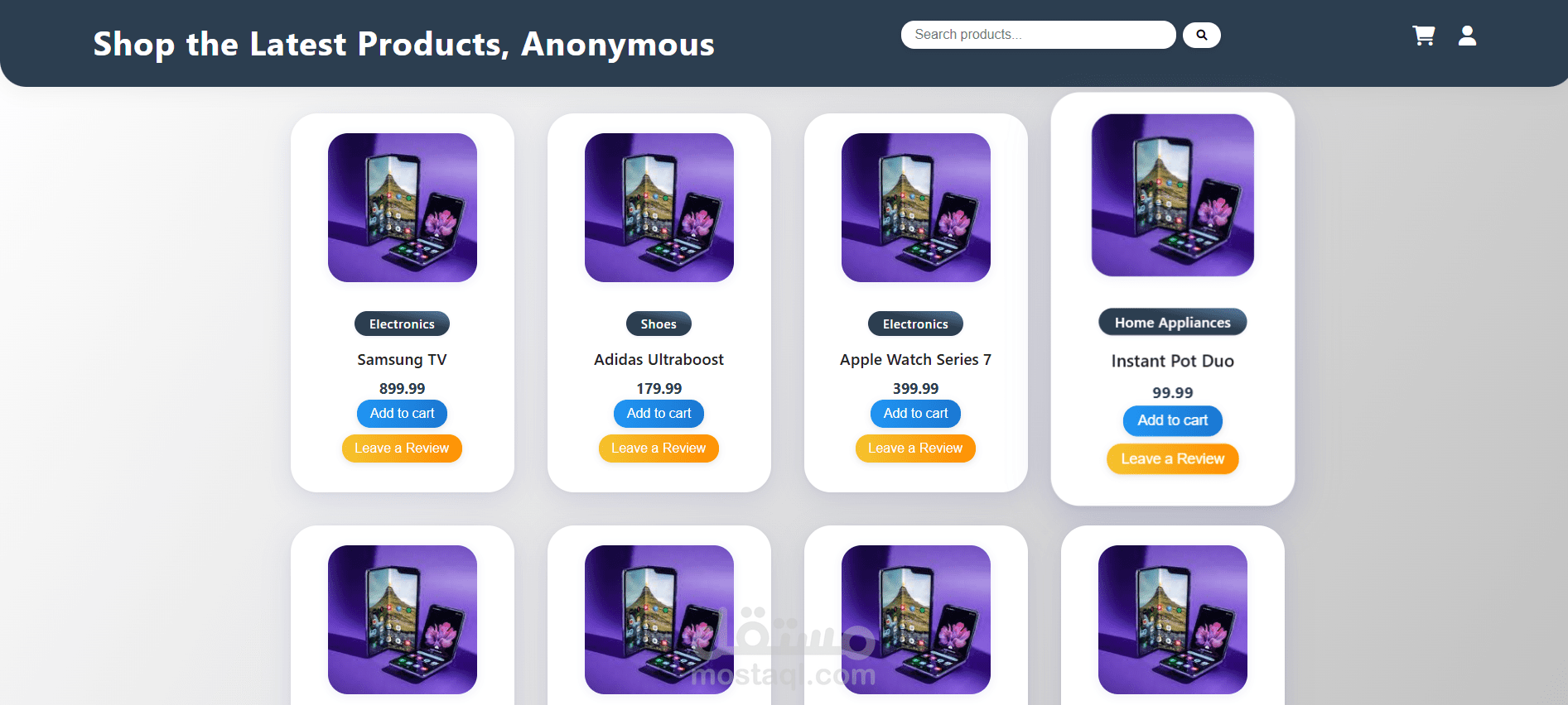 مشروع فرونت اند E-Commerce باستخدام Js
