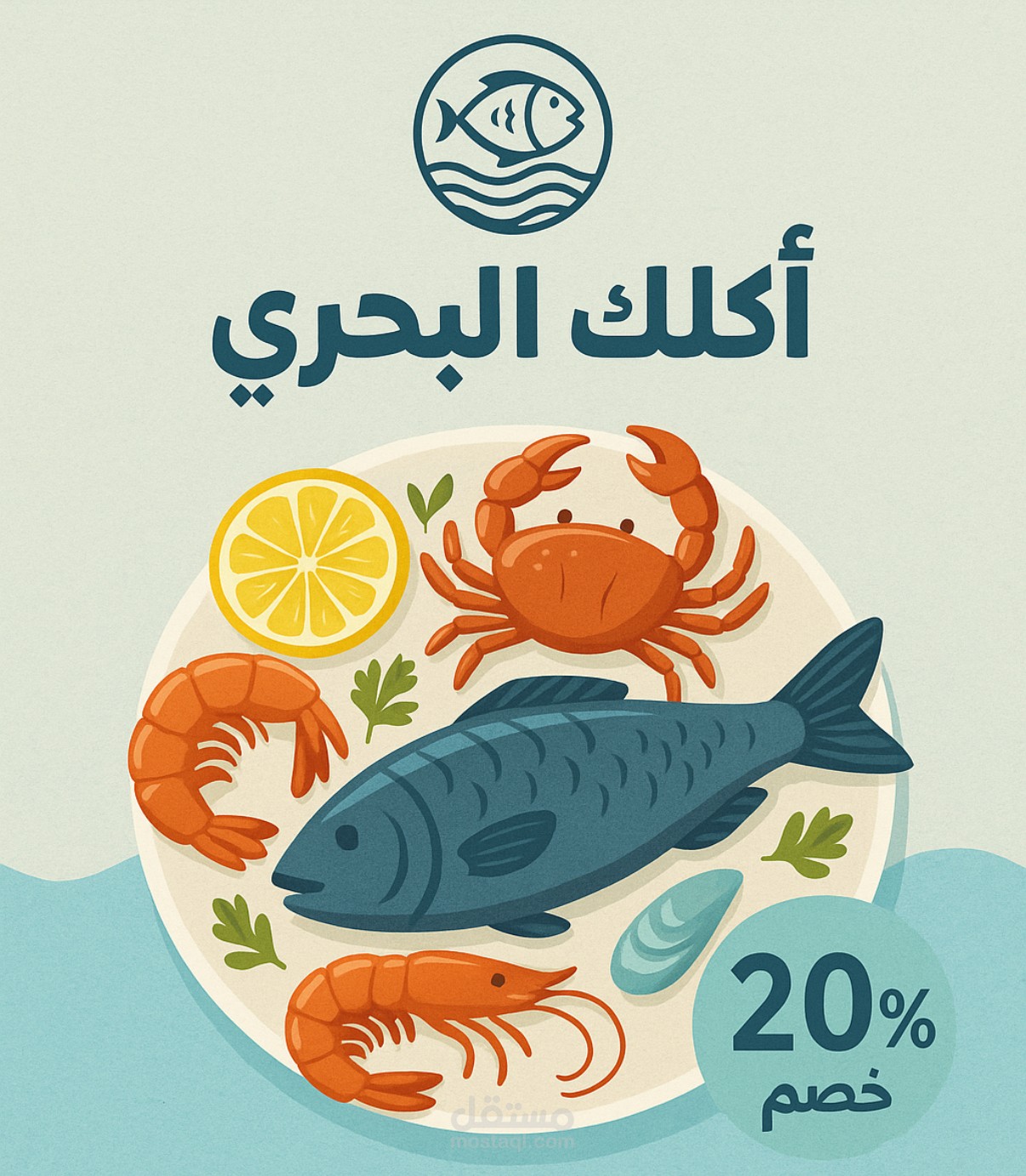 تصميم اعلان لمحل تجاري للمأكولات البحرية