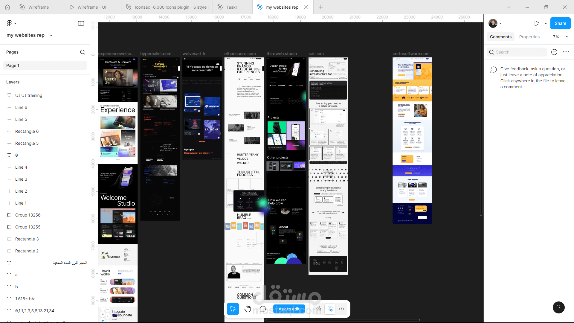 عدة اعمال UX UI من نظام Web داخل ملف واحد