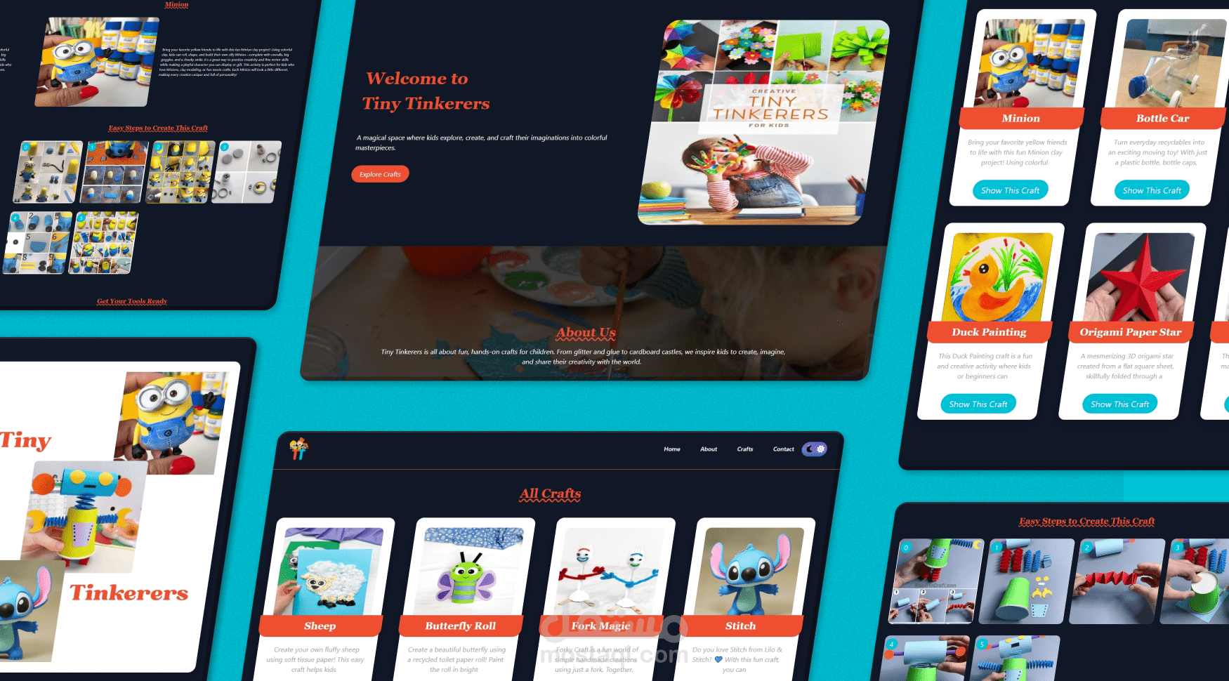تصميم موقع تفاعلي للأطفال لتعليم الكرافت