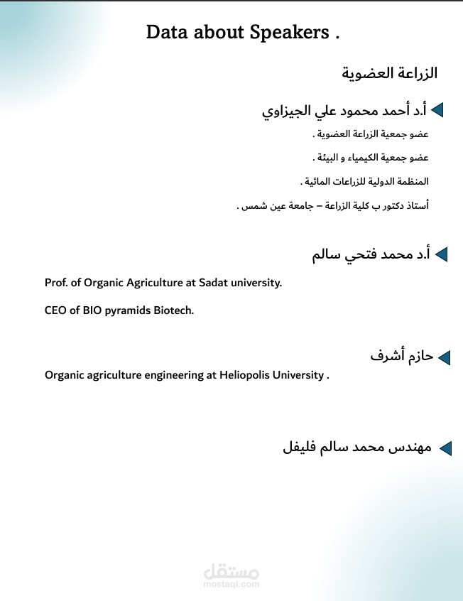 ملف word يضم data لسبيكرز بمجالات علمية