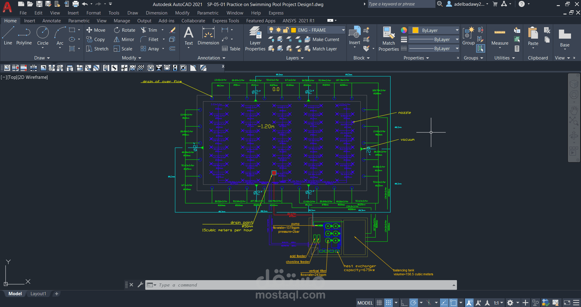 Overflow swimming pool