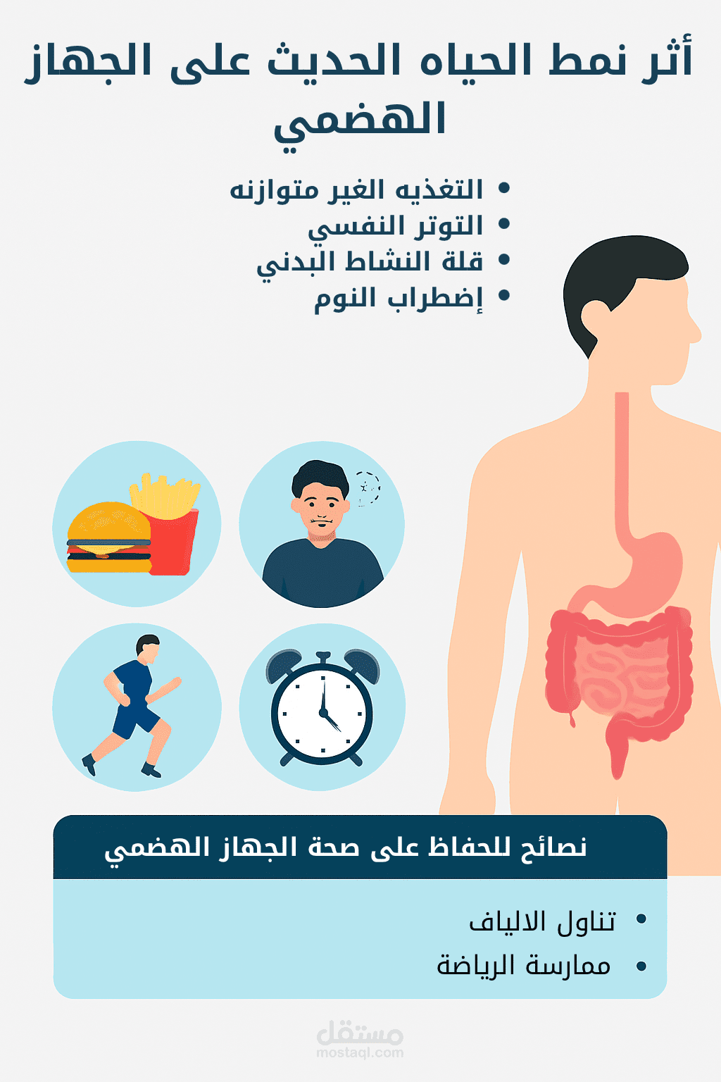 أثر نمط الحياة الحديث على صحة الجهاز الهضمي