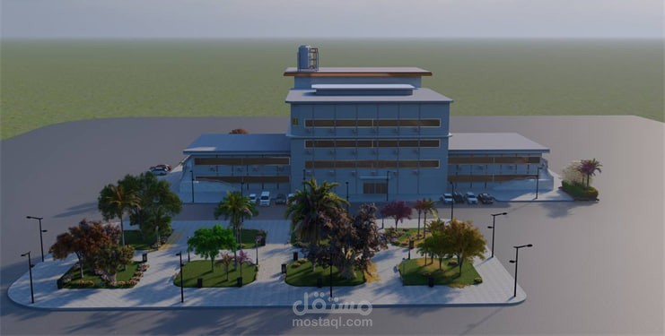 عمل 3d لمبنيان كليتان اداب الجديد والقديم في جامعة السويس