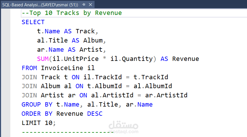 تحليل بيانات متجر موسيقى رقمي باستخدام SQL المتقدم