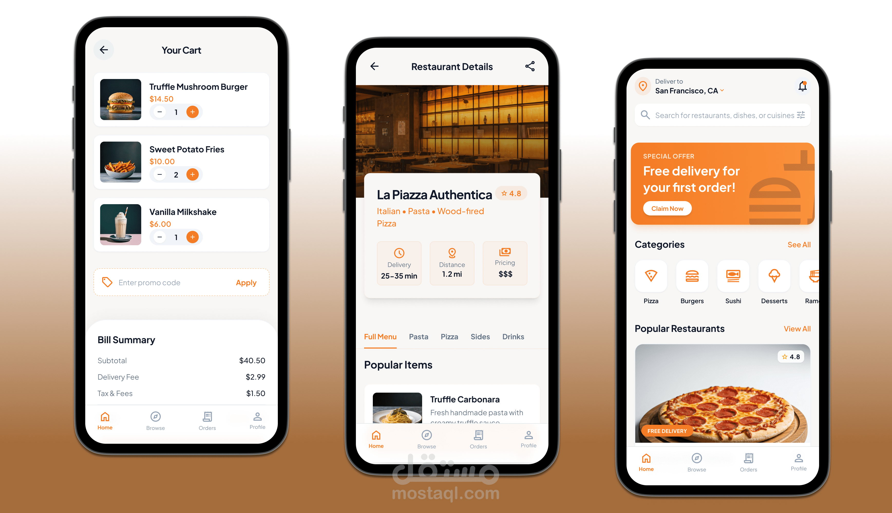تصميم واجهات تطبيق FoodGo
