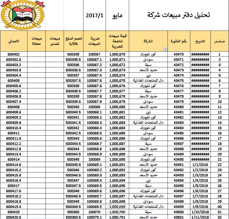 برنامج حسابات ومخازن excel