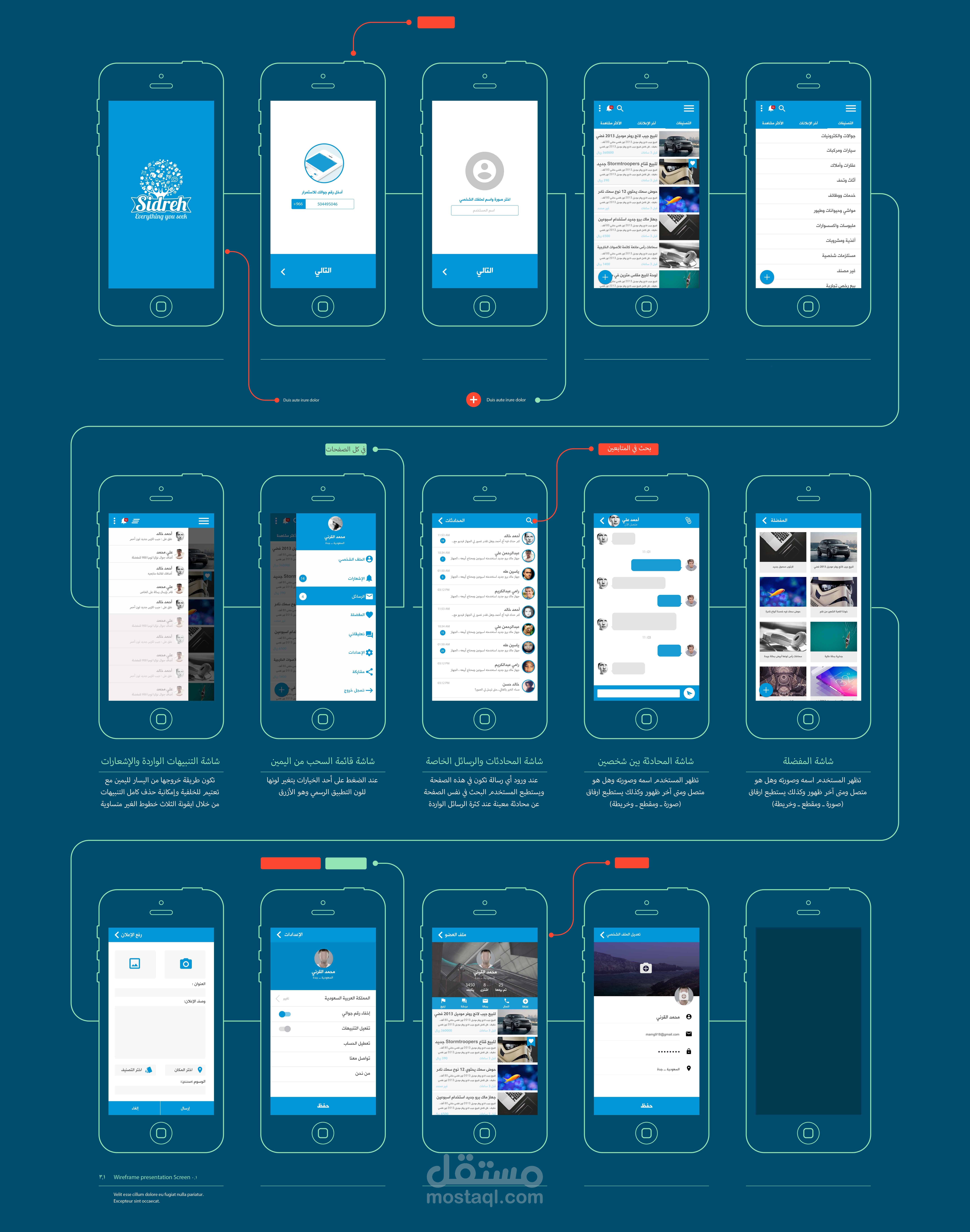 تصميم UI/UX لتطبيق شركة سدرة