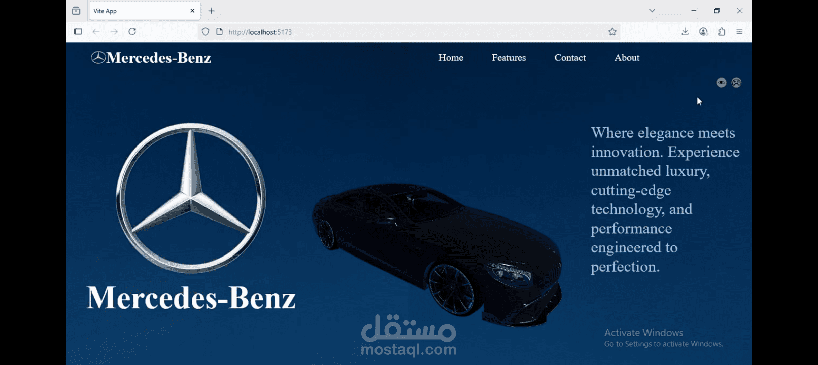 صفحة هبوطLanding-page لسيارة مع مجسم 3dباستخدام threejs
