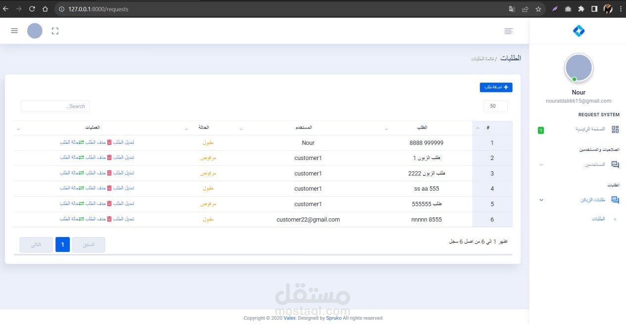 نظام متابعة طلبات الزبائن