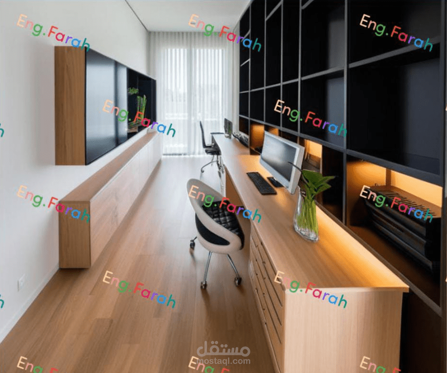 غرفه دراسه تم تصميمها على برنامج Revit