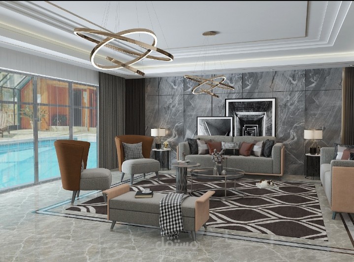 تصميم صالة عائلية مودرن بالمملكة العربية السعودية