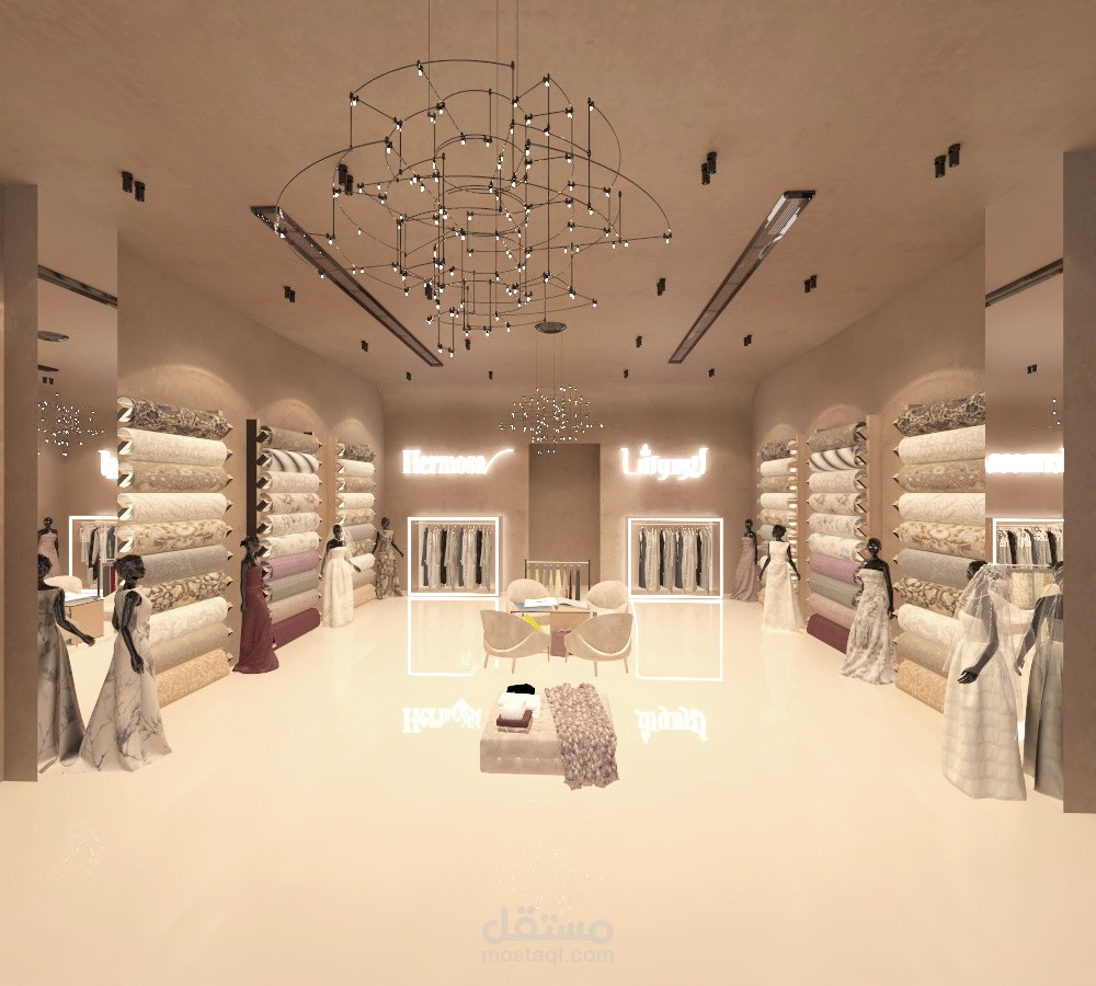 فيديو تصميم محل اقمشة هيرموشا