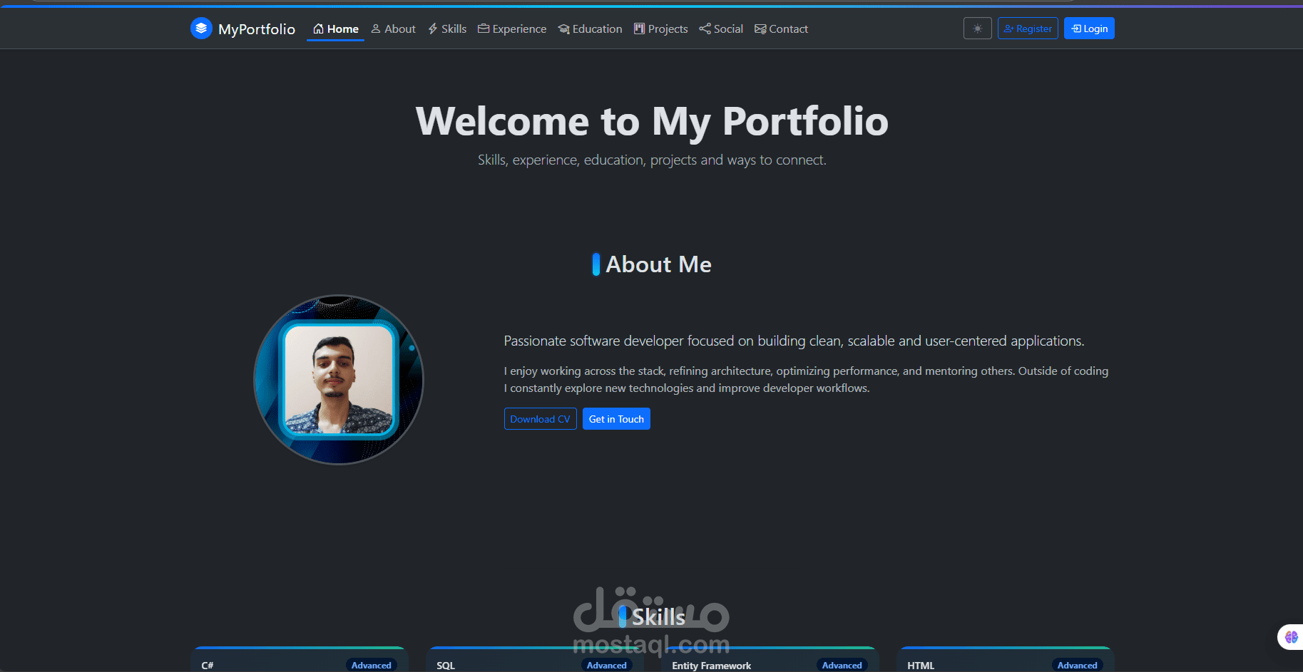 معرض لمشاريعي باستخدام ASP.NET MVC