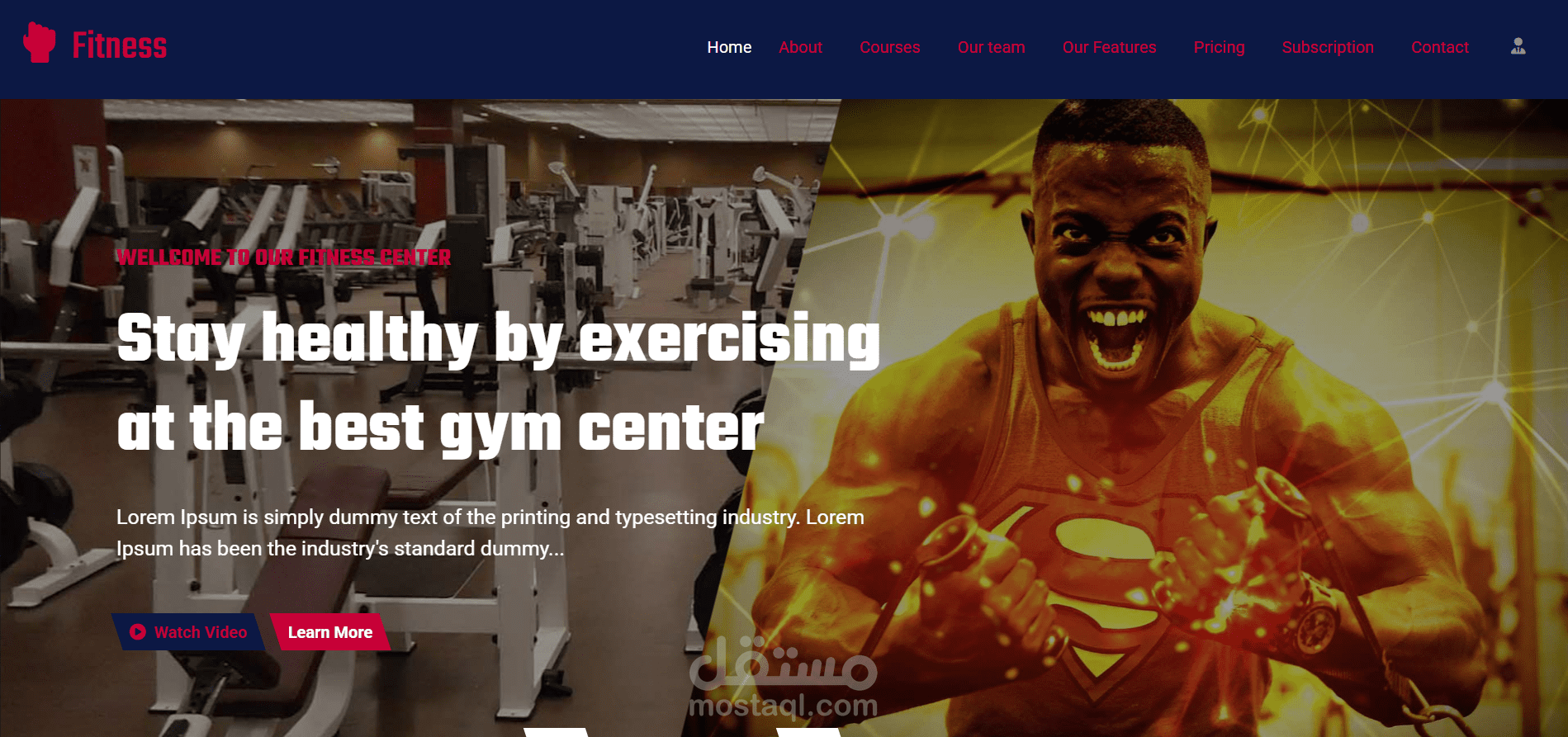 موقع Fitness - تطبيق متكامل لإدارة النوادي الرياضية (SPA)