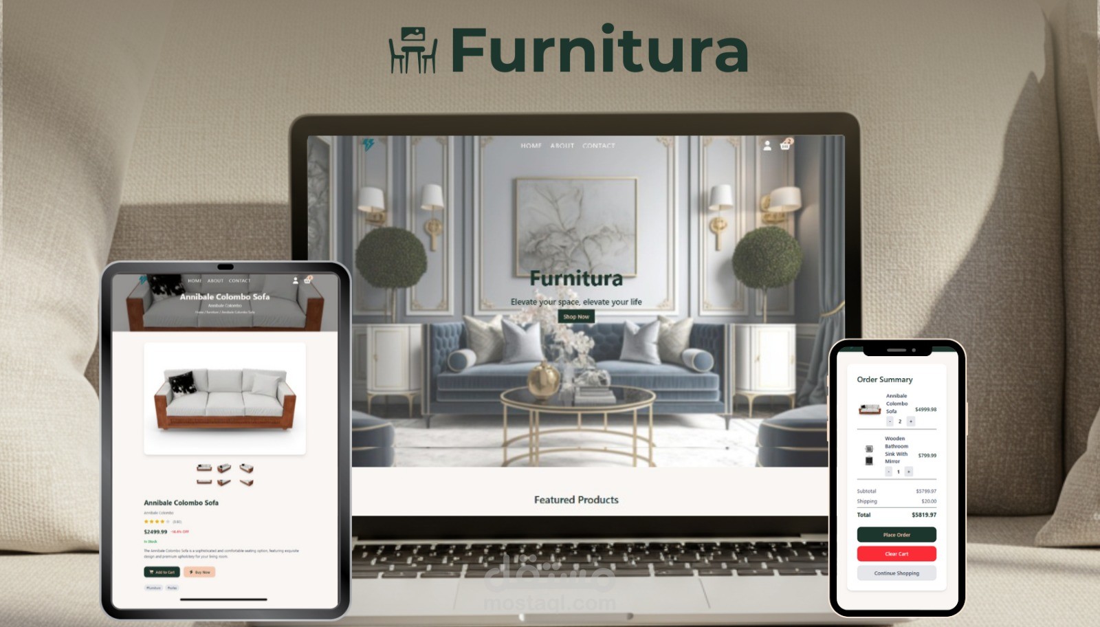 مشروع Furnitura – موقع عرض منتجات الأثاث باحترافية