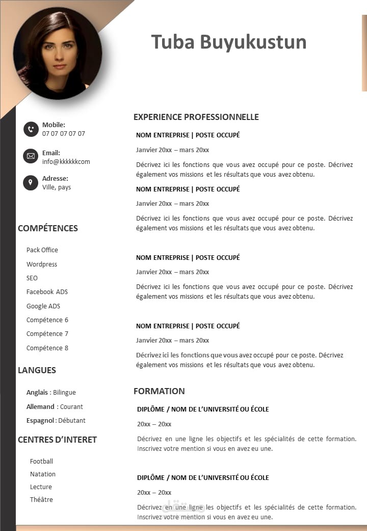 نموذج تصميم لسيرة ذاتية