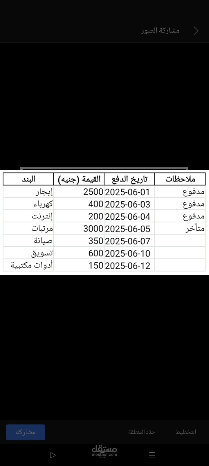 متابعة المصاريف الشهرية استخدام Excel