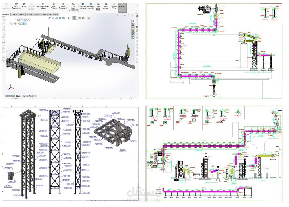 تصميم هندسي وتنفيذ رسومات شبكات مواسير صناعية وميكانيكية (Piping Design & Drafting)