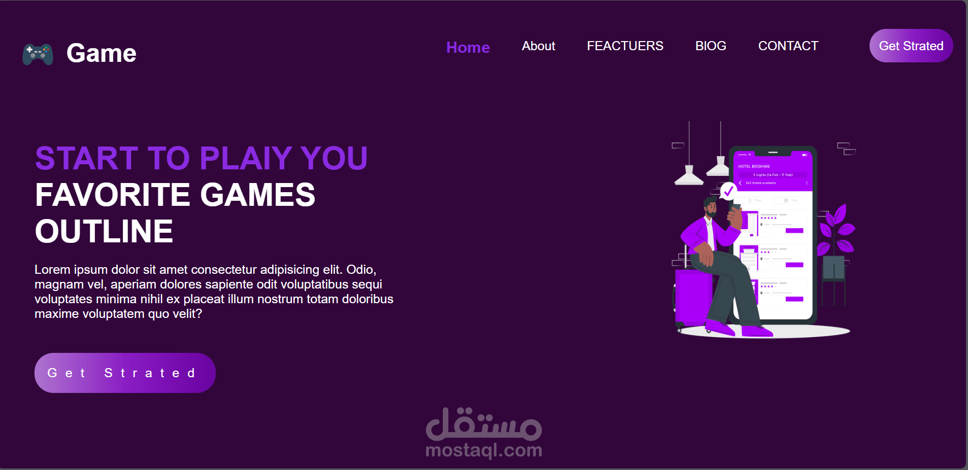 تصميم وتطوير صفحة هبوط تفاعلية للعبة إلكترونية