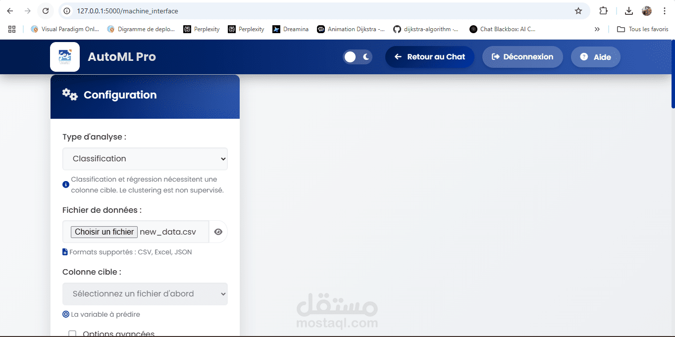 تطبيق شامل ومتقدم للتعلم الآلي التلقائي