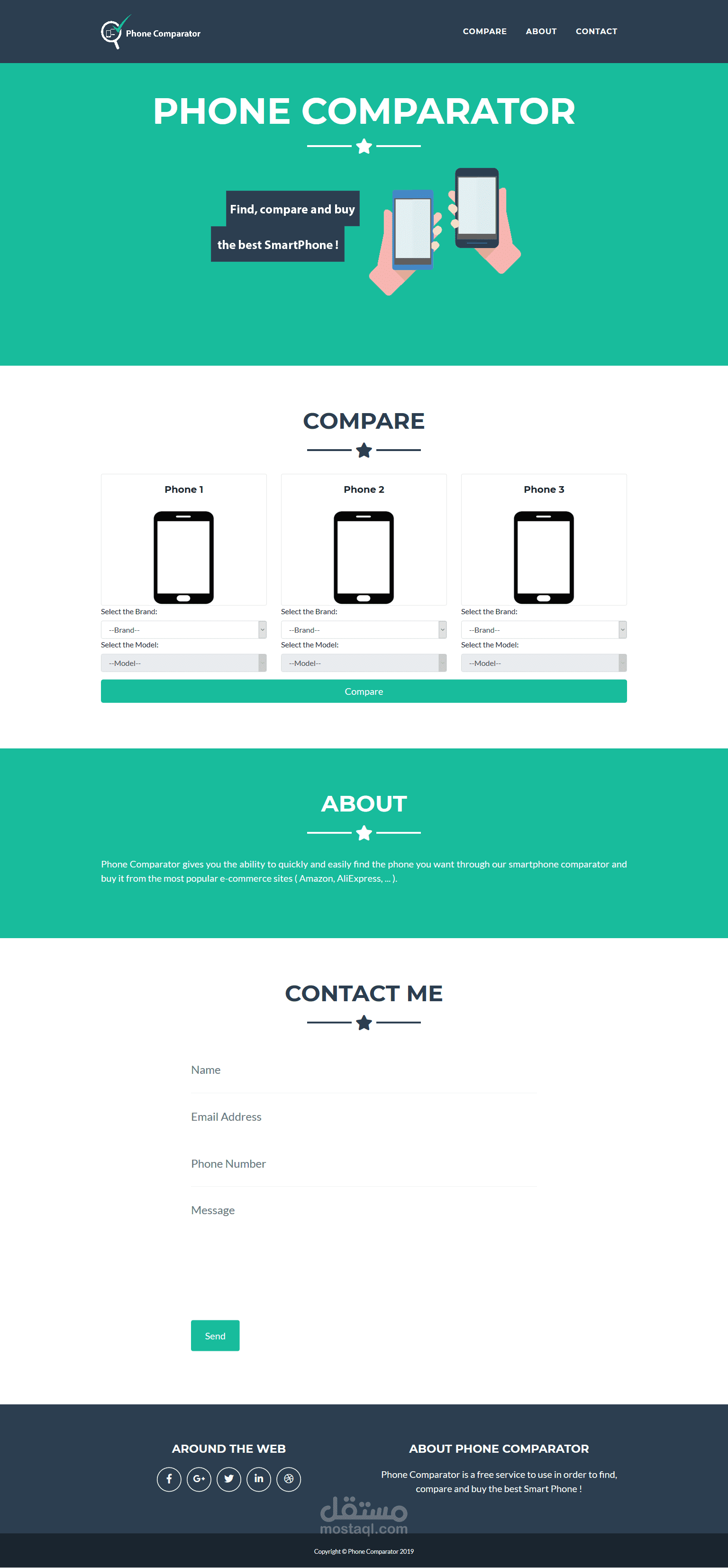 تصميم وتنفيذ منصة لمقارنة الهواتف قبل الشراء