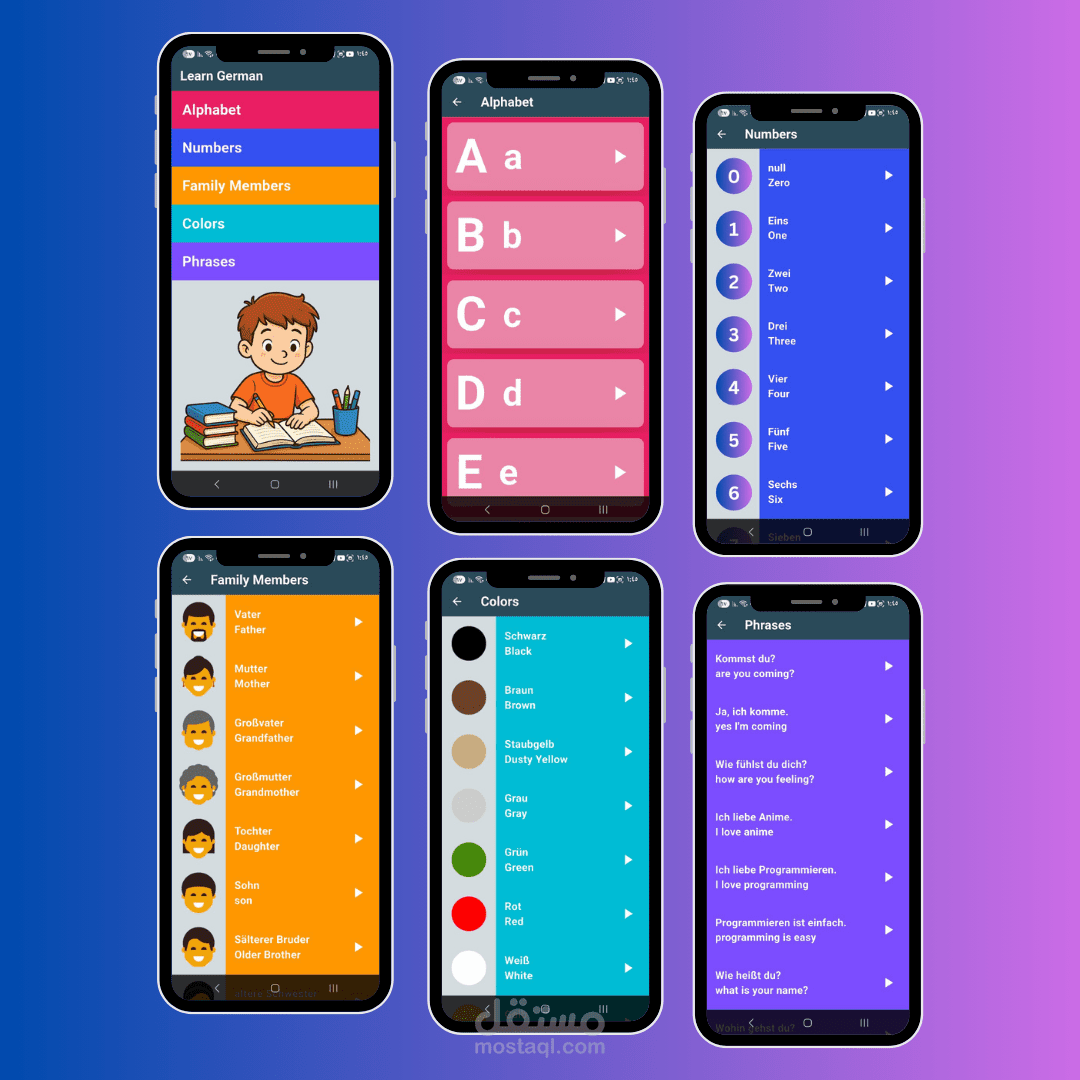 تطبيق تعلم اللغة الألمانية باستخدام Flutter