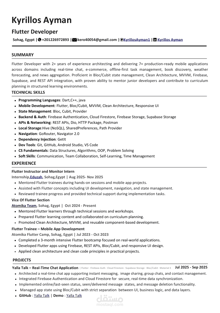 تصميم وإنشاء CV احترافي متوافق مع ATS باللغة العربية والإنجليزية