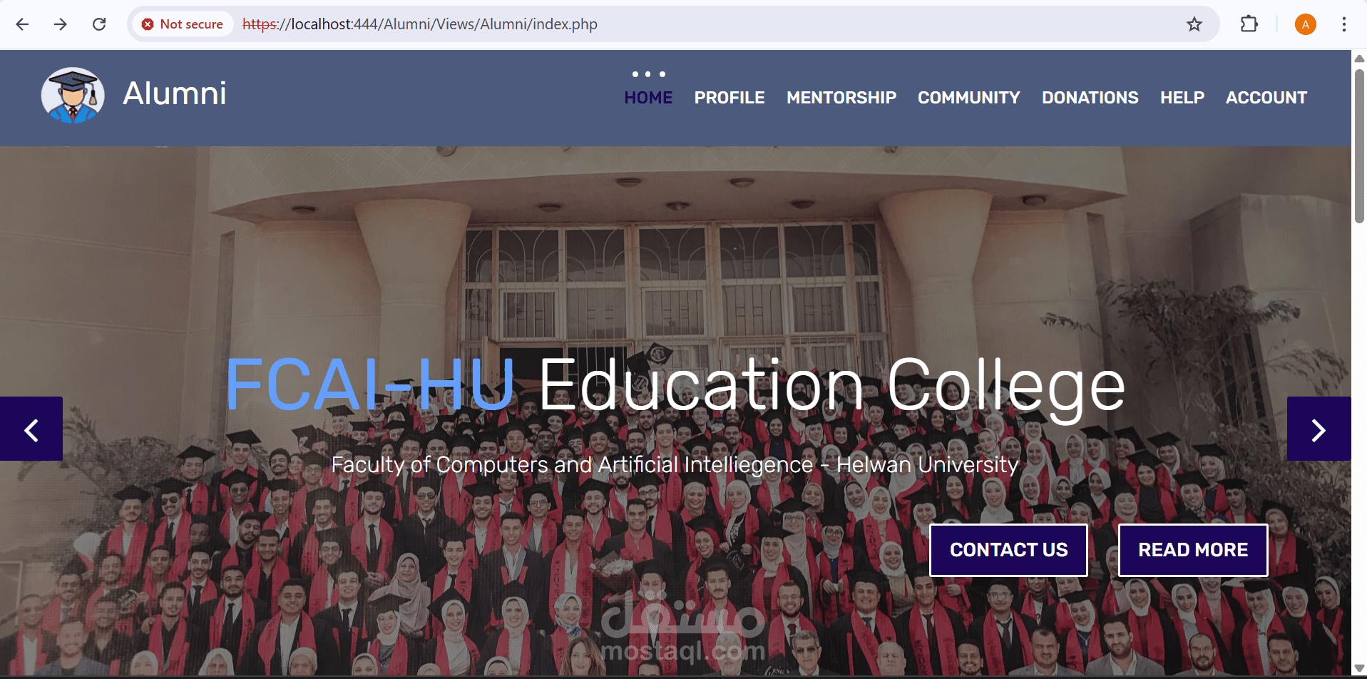 ناء وتطوير نظام ويب متكامل لإدارة شؤون الخريجين والطلاب (Alumni Management System)
