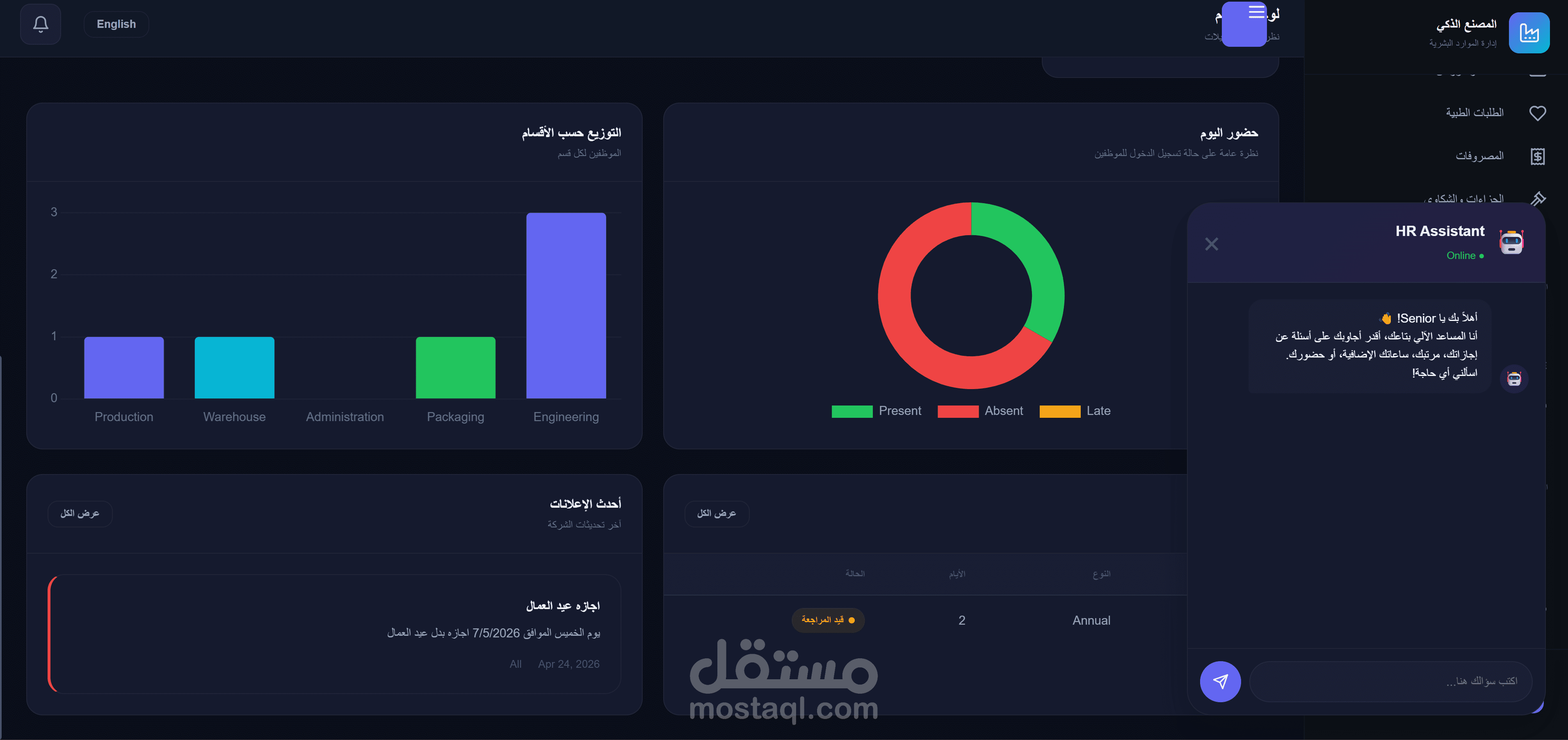بناء نظام ذكي متكامل لإدارة الموارد البشرية والرواتب (AI-Powered HRMS)